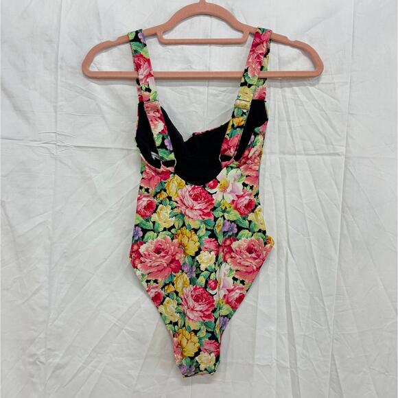 WeWoreWhat Ruched Floral Ruched One-Piece Swimsuit Multicolor Women's Size XS - Picture 4 of 5